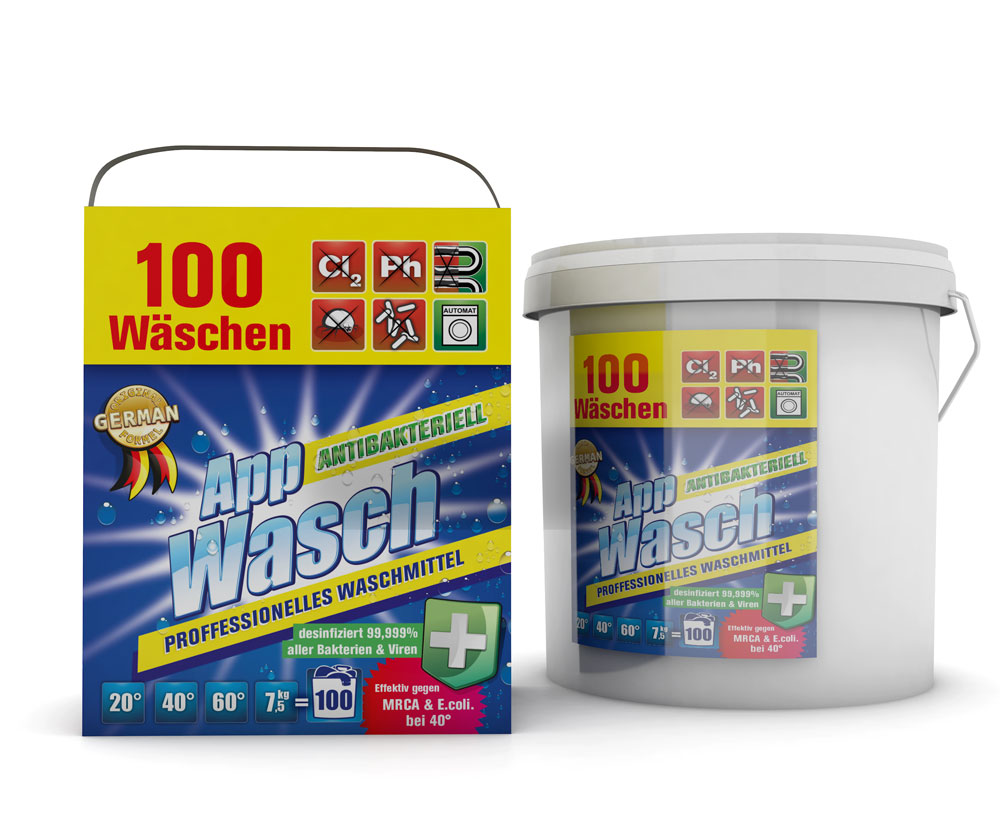 Universelle Waschpulver der Extra Klasse mit desinfizierender und antibakterieller Wirkung.